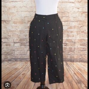 Briggs New York Women Capris Embroidered Vibrant Polka Dots Black 8P
